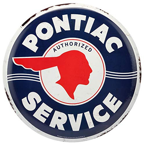 Open Road Brands Pontiac Service Button Embossed Metal Sign