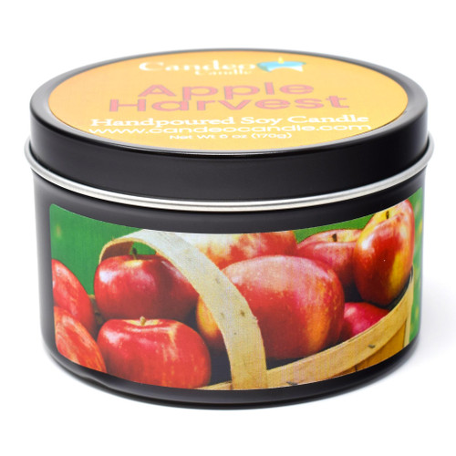 Apple Harvest Soy Candle -Large Travel Tins, 6oz - Highly Scented - Made with Soy Wax - Handmade in The USA - Candeo Candle - Thanksgiving Fall Candles