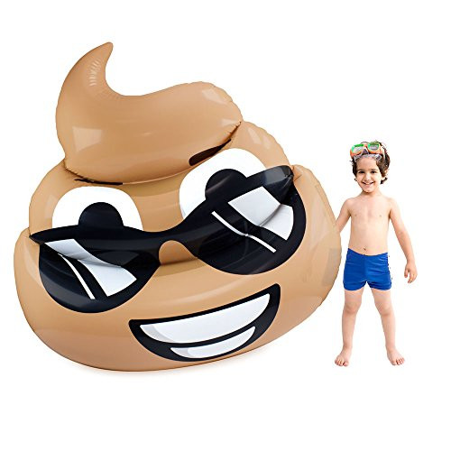 5.5-foot Jumbo Dreamy Deuce Poop Emoji Swimming Pool Float, Inflatable Water Raft by Sol Coastal