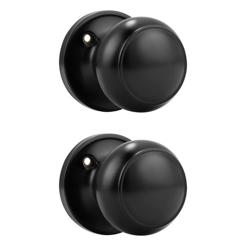 Probrico (2 Pack Classic Closet Door Knobs Dummy Door Knob, Individual Non-Turning Dummy Door Knob Single Side, Black Interior Door Knobs, Easy Installation