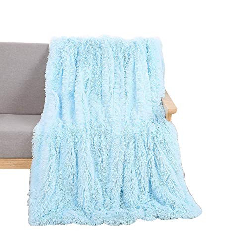 YOUSA Super Soft Shaggy Faux Fur Blanket Ultra Plush Decorative Throw Blanket 51''x63'', Light Blue YOUSA Super Soft Shaggy Faux Fur Blanket Ultra Plush Decorative Throw Blanket 51''x63'', Light Blue