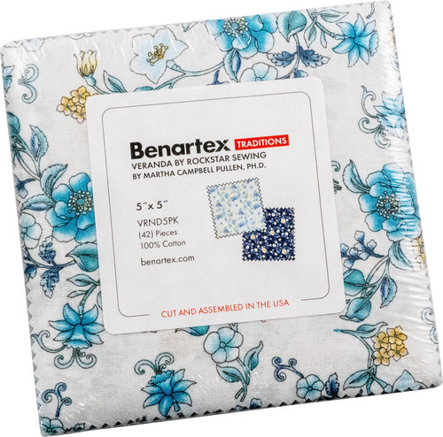 Rockstar Sewing Veranda 5X5 Pack 42 5-inch Squares Charm Pack Benartex