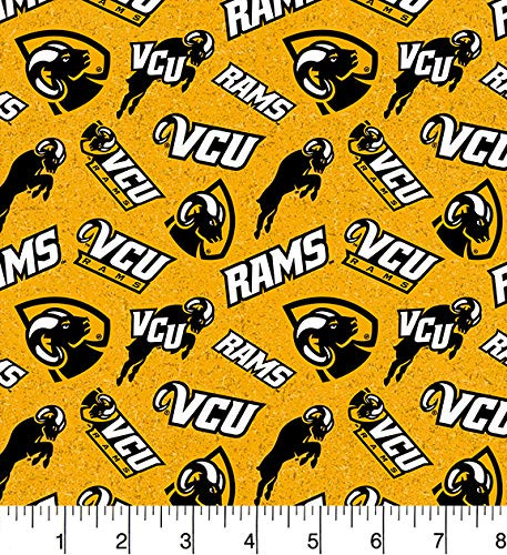SYKEL ENTERPRISES Virginia Commonwealth University Cotton Fabric with New Tone ON Tone Design Newest Pattern