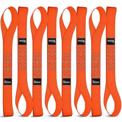 Haccoplanet 8PK Soft Loop Motorcycle Tie-Down Straps, 1.6 x 17inch 12000LB Break Strength, Heavy Duty Tie Down Loops for Securing ATV, UTV, Dirt Bike, Lawn & Garden Equipment (Orange)