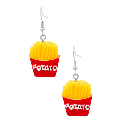 Happyyami 1 Pair French Fries Resin Earrings Cartoon Dangling Earring Decorative Statement Earring Mini Food Hook Earrings Funny Earrings Dangle Ear Wrap Girl Gift Beaded Accessories Plastic
