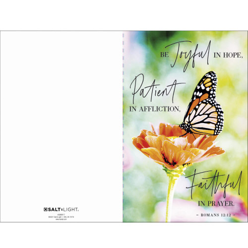 Salt & Light, Romans 12:12 Butterfly Church Bulletins, 8 1/2 x 11 inches Flat, 100 Count