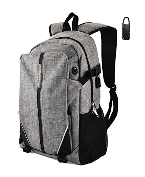 Travel Laptop Backpack,Business Backpack,Oxford Cloth with USB Charging Port ,Fits Under 17-Inch Laptop & Notebook,Gray(COS-002)