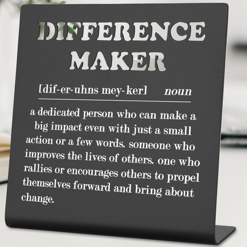 Difference Maker Gift Thank You Gift for Women Teacher Mentor Coach Boss Manager Inspirational Desk Decor Teacher Retirement Gifts for Women Difference Maker Sign Office Desk Shelf Decor ASS3