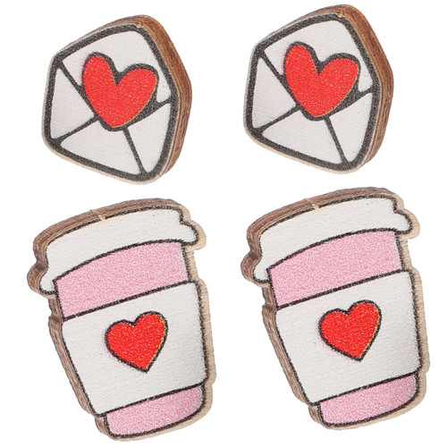 PACKOVE 8 Pairs Valentine's Day Earrings Valentines Day Ear Studs Valentines Day Party Favors Cupid Earrings Dangle Earrings for Girls Earrings for Women Wedding Metal Miss Coffee Cup