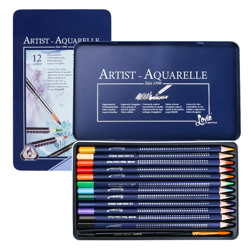 Water-soluble Watercolor Pencils Multi Colored Art Drawing Pencils 3.8mm Soft Core Lead Colored Pencils with a Brush and Metal Box Coloring Art Supplies for Artists Beginner Students Water-soluble Watercolor Pencils Multi Colored Art Drawing Pencils 3.8mm Soft Core Lead Colored Pencils with a Brush and Metal Box Coloring Art Supplies for Artists Beginner Students