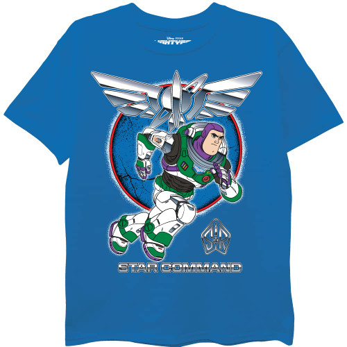 Disney boys Lightyear Buzz Star Command Short Sleeve Tee T Shirt, Royal, 10 12 US
