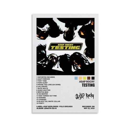SHUKI ASAP Rocky Poster Testing Album Cover Posters for Room Aesthetic Canvas Wall Art Bedroom Decor 12x18inch(30x45cm)