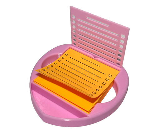 Heart Sticky Note Holder with Stencil Pink, Sticky Note Dispenser Compatible with Post-It Note, Post Note Organizer 3x3 Self Stick Note Pads Office Desk Accessories Gift Idea School Office Supplies