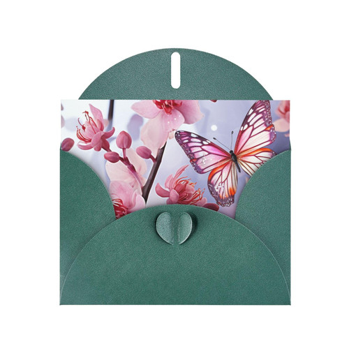 VducK Birthday Cards Pink Flowers and Butterfly Printed Blank Cards Greeting Card With Envelopes Funny Thank You Card For All Occasions Wedding