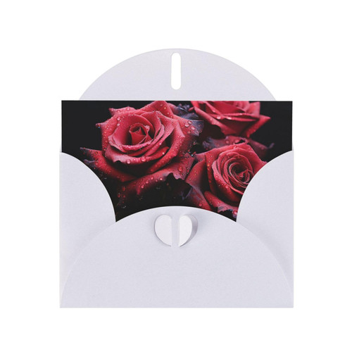 VducK Birthday Cards Red Rose and Black Leaves Printed Blank Cards Greeting Card With Envelopes Funny Thank You Card For All Occasions Wedding