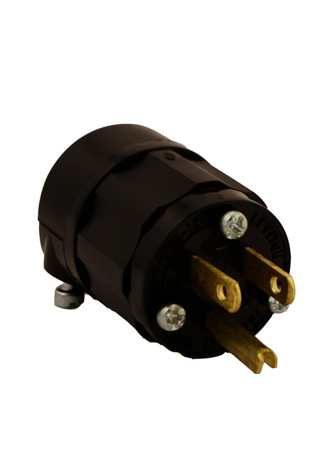 Leviton 5266-CB 15 Amp, 125 Volt, Industrial Grade, Plug, Straight Blade, Grounding, Black