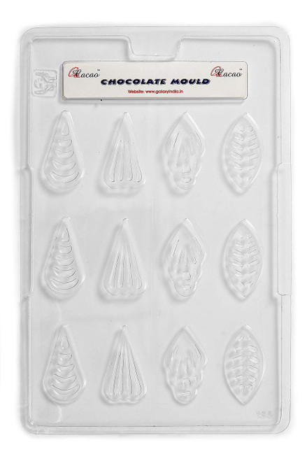 Cacao Leaves and Shells Cake Decoration Chocolate Mould 12 Cavity, PVC, 17 x 26 x 1.5 cm