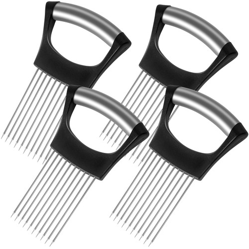 4pcs Onion Cutting Tool, Stainless Steel Onion Holder Potato Slicer Cutter Kitchen Cutting Gadget Food Slicing Assistant for Fruit Vegetable and Tomatoes 4pcs Onion Cutting Tool, Stainless Steel Onion Holder Potato Slicer Cutter Kitchen Cutting Gadget Food Slicing Assistant for Fruit Vegetable and Tomatoes