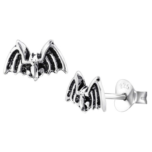 8mm Tiny Bat Studs 925 Sterling Silver Unique Studs Push Back Earrings Pair