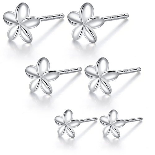 YixNahz Set of 925 Sterling Silver Flower Stud Earrings for Women and Girls, Hypoallergenic Cartilage Tragus Piercing Jewelry, Cute Crystal and CZ Small Ear Studs, Perfect Birthdays Gifts (3 pairs flower stud earrings)