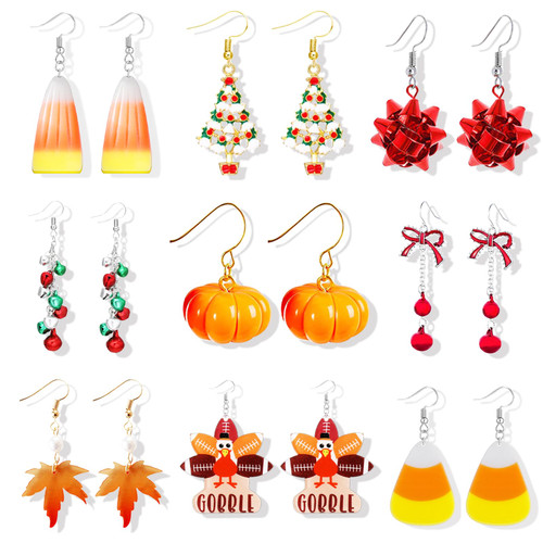 Christmas Earrings Holiday Earrings for Women Bulk Christmas Jewelry for Teen Girls Gift Christmas Bow Bell Tree Snowman Santa Dangle Earrings for Stocking Stuffers Teenage Girls Gifts Trendy Stuff