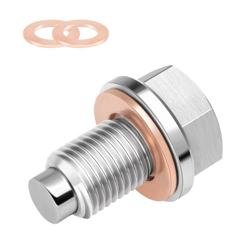 STPCTOU M12*1.25 Stainless Steel Engine Magnetic Oil Drain Plug with Neodymium Magnet Magnetic Oil Pan Plug with 3 PCS Copper Gasket Fit For For Lexus, Nissan,Toyota.