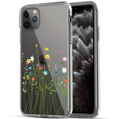 RANZ iPhone 11 Pro Case, Anti-Scratch Shockproof Series Clear Hard PC+ TPU Bumper Protective Cover Case for iPhone 11 Pro - Floral