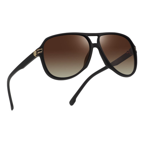 POLARKING Polarized Aviator Sunglasses for Men Women,Double Bridge Square Sport Sun Glasses Pilot Lightweight Shades Fishing UV Brown