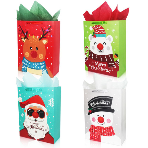 4 Pack 16.5" Extra Large Christmas Gift Bags, Xmas Paper Bags With Handles and Tissue Paper, Reusable Holiday Bags Bulk for Present Wrap Decor 4 Pack 16.5" Extra Large Christmas Gift Bags, Xmas Paper Bags With Handles and Tissue Paper, Reusable Holiday Bags Bulk for Present Wrap Decor