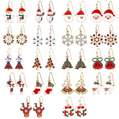 MTSCE 18 Pairs Women Christmas Earring Set, Cute Festive Jewelry Hypoallergenic Christmas Gifts for Kids Teens Girls (18 Pairs B Style)