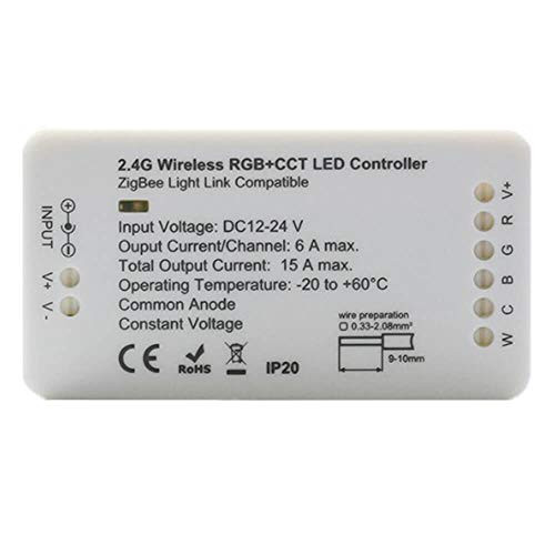 Home Smart Zigbee RGBCCT Strip Controller Compatible with Amazon Echo Plus Alexa, Zigbee Light Link Hue Bridge,Lightify Hub Voice Control and APP Control LED Strip Light (RGBCCT Controller)