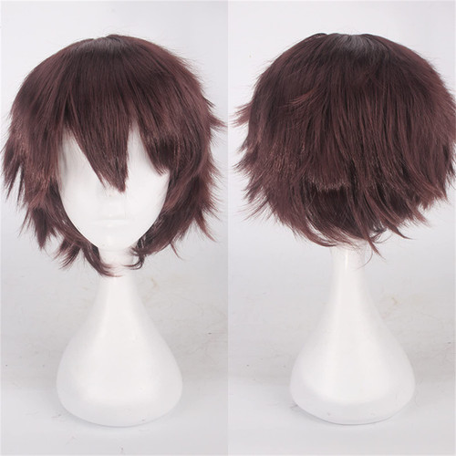 Jackcsale Halloween Anime Wig Dark Brown Cosplay Short Wigs for Men Women, Fluffy Layered Short Hair Wigs with Bangs, Heat Resistant Synthetic Cosplay Anime Wig for Unisex