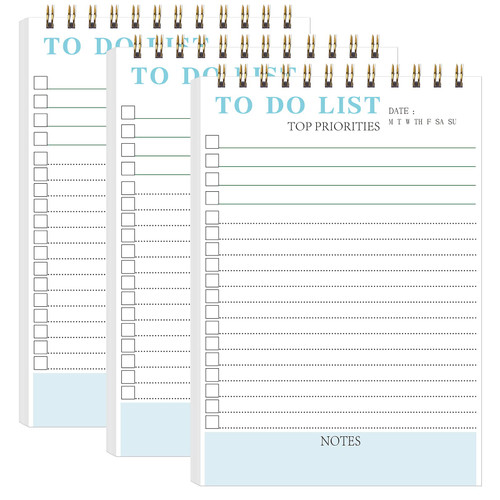 To Do List Notepad, 3 Pack Todo List Notebook for Work,Checklist Notepad Task Planner Daily To Do List Organized Notebook Project Planner Notebook with Checklist Manager Supplies,5.5 x 8.3",50 Sheets