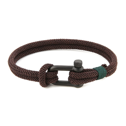 HZMAN Steel Screw Anchor Shackle Bracelet for Men Women Handmade Braided Sailor Nautical Rope Wristbands Wrap Bracelets Jewelry Gift (Brown)