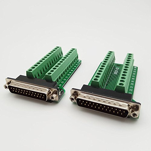2 Pack DB25 D-SUB Male Connector Adapter Module Breakout Board