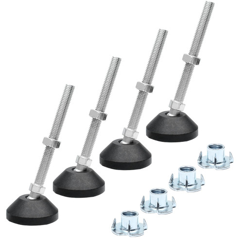 HARSKIYER 4pcs Furniture Levelers, M10 Leveling Feet Adjustable Leveling Feet Swivel Furniture Levelers Heavy Duty Furniture Levelers for Tables, Sofa, Cabinets, Workbench (Silver)