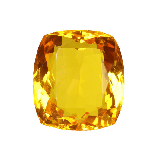 GEMHUB Yellow Citrine 29 x 25 mm Cushion Shape Faceted 74.30 Ct. Loose Gemstone