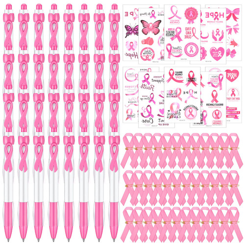 Breast Cancer Awareness Pens Pink Ribbon Ballpoint Pen Pink Ribbon Pins Pink Ribbon Temporary Tattoos Breast Cancer Awareness Lapel Pins for Women Girls() Breast Cancer Awareness Pens Pink Ribbon Ballpoint Pen Pink Ribbon Pins Pink Ribbon Temporary Tattoos Breast Cancer Awareness Lapel Pins for Women Girls()