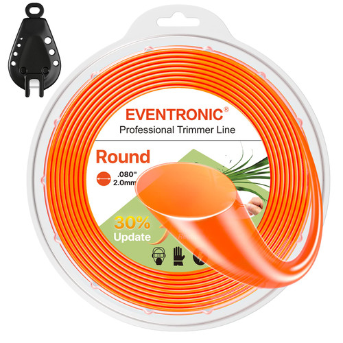 Weed Eater String, Eventronic 080 Trimmer Line of 445-Feet, Trimmer Line for Universal Replacement, Round Weed Wacker String Fits Medium& Heavy Grass&Weeds, String Trimmer Line of Orange Premium Nylon