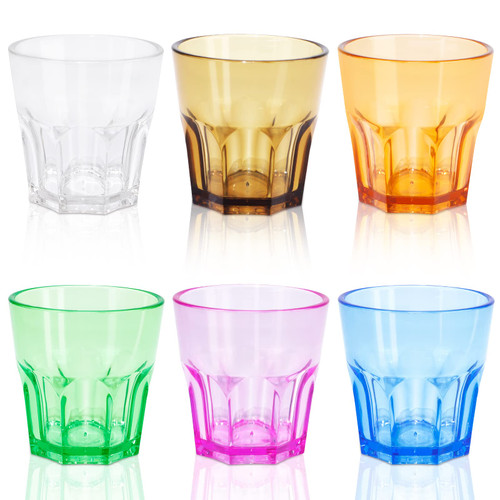 Colored Acrylic Glasses Drinkware, Unbreakable Glasses Drinking Set of 6, Plastic Cups Reusable, Dishwasher Safe, Small Water Tumbler Cups for Kids Picnic Christmas Gift Party Juice Whiskey Wine