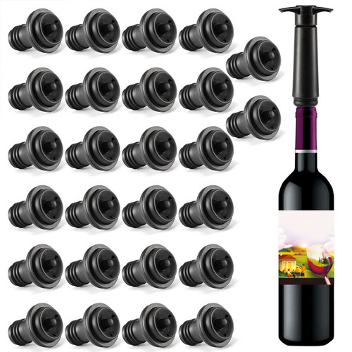 Wine Stopper 26 Pcs Vacuum Wine Stopper Wine Pump Reusable Wine Bottle Stopper Wine Bottle Corks Wine Pump Vacuum Stoppers Keeps Wine Fresher for Longer (26 Wine Stoppers + 1 Wine Pump)