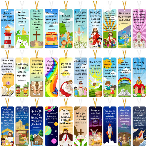 120 Pack Christian Bookmarks for Kids Bible Verse Bookmarks with Scripture Inspirational Spiritual Bible Bookmarks, Sunday School Gifts (Novelty Style) 120 Pack Christian Bookmarks for Kids Bible Verse Bookmarks with Scripture Inspirational Spiritual Bible Bookmarks, Sunday School Gifts (Novelty Style)