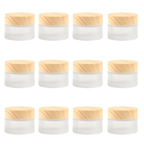 12 Pack 15g Frosted Glass Cream Jar Empty Cosmetic Jar Refillable Glass Sample Jar DIY Makeup Pot Jars Leakproof Lids For Cream Lotion Cosmetics