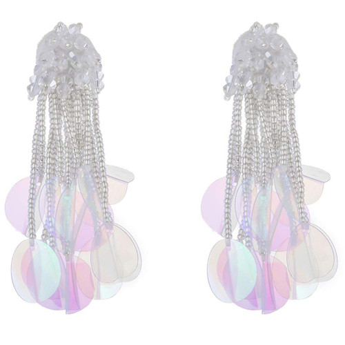 Holibanna 1 Pair earrings for women orrous earrings hoops for women earrings for women trendy women dangle earring studs for women womens earings lugs for women water drop Miss white sequins