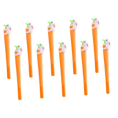 BESTOYARD 10pcs adorable rabbit carrot pens 0.5mm gel ink pen carrot shape pens carrot rabbit pens novelty ink pen kawaii pens lovely 0.5mm pens carrot gel ink pen abs pen Cartoon