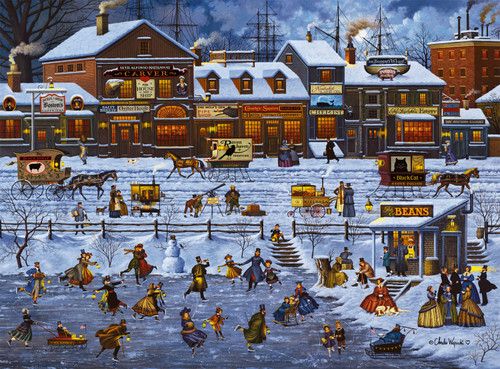 Buffalo Games - Charles Wysocki - Bostonians and Beans - 1000 Piece Jigsaw Puzzle for Adults Challenging Puzzle Perfect for Game Nights - 1000 Piece Finished Size is 26.75 x 19.75