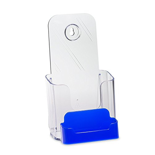 Source One 4 X 9 Inches Tri Fold Brochure Holder with Business Card Holder (6 Pack, Blue Pocket)