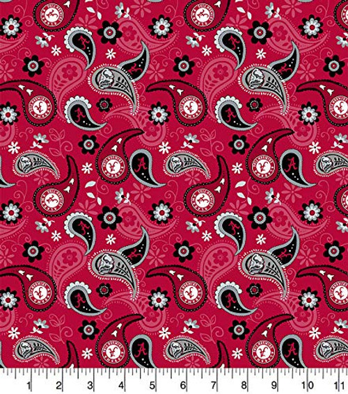 Sykel Enterprises University of Alabama Cotton Fabric with Paisley Design-Newest Pattern-Alabama Crimson Tide Cotton Fabric Sykel Enterprises University of Alabama Cotton Fabric with Paisley Design-Newest Pattern-Alabama Crimson Tide Cotton Fabric