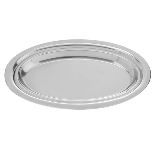 Housoutil Oval Steaming Fish Stainless Steel Oval Platter Fish Plate Appetizer Dish Snack Plate Metal Plate Serving Tray for Steaming Fish Dessert Meat Sushi 25cm Oval Food Platter