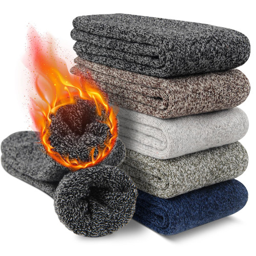 EXCELLENT THERMAL Merino Wool Socks Men, Winter Soft Thick Warm Socks for Men, Cozy Crew Hiking Socks Size 7-13(5 Pairs) EXCELLENT THERMAL Merino Wool Socks Men, Winter Soft Thick Warm Socks for Men, Cozy Crew Hiking Socks Size 7-13(5 Pairs)